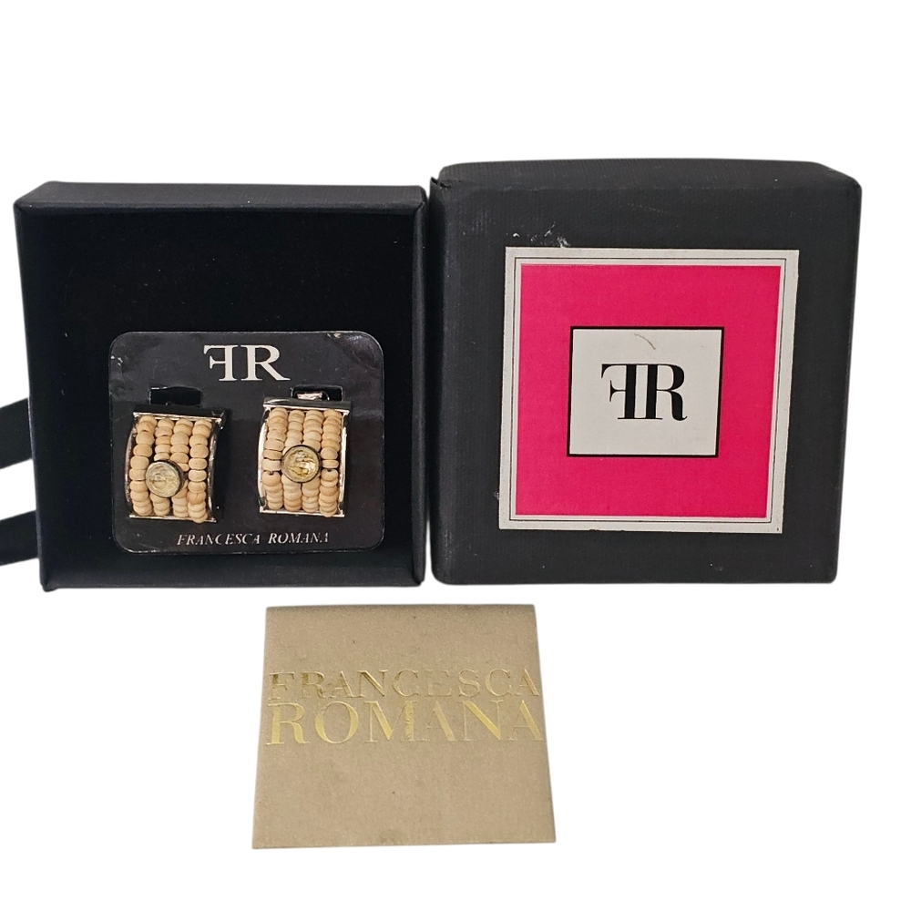 Designer Francesca Romana FR Hudson Coco Citrine Silver tone Clip Earrings